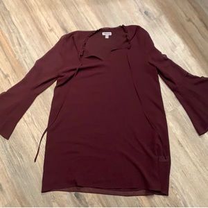 Chelsea28 bell sleeve maroon shift dress